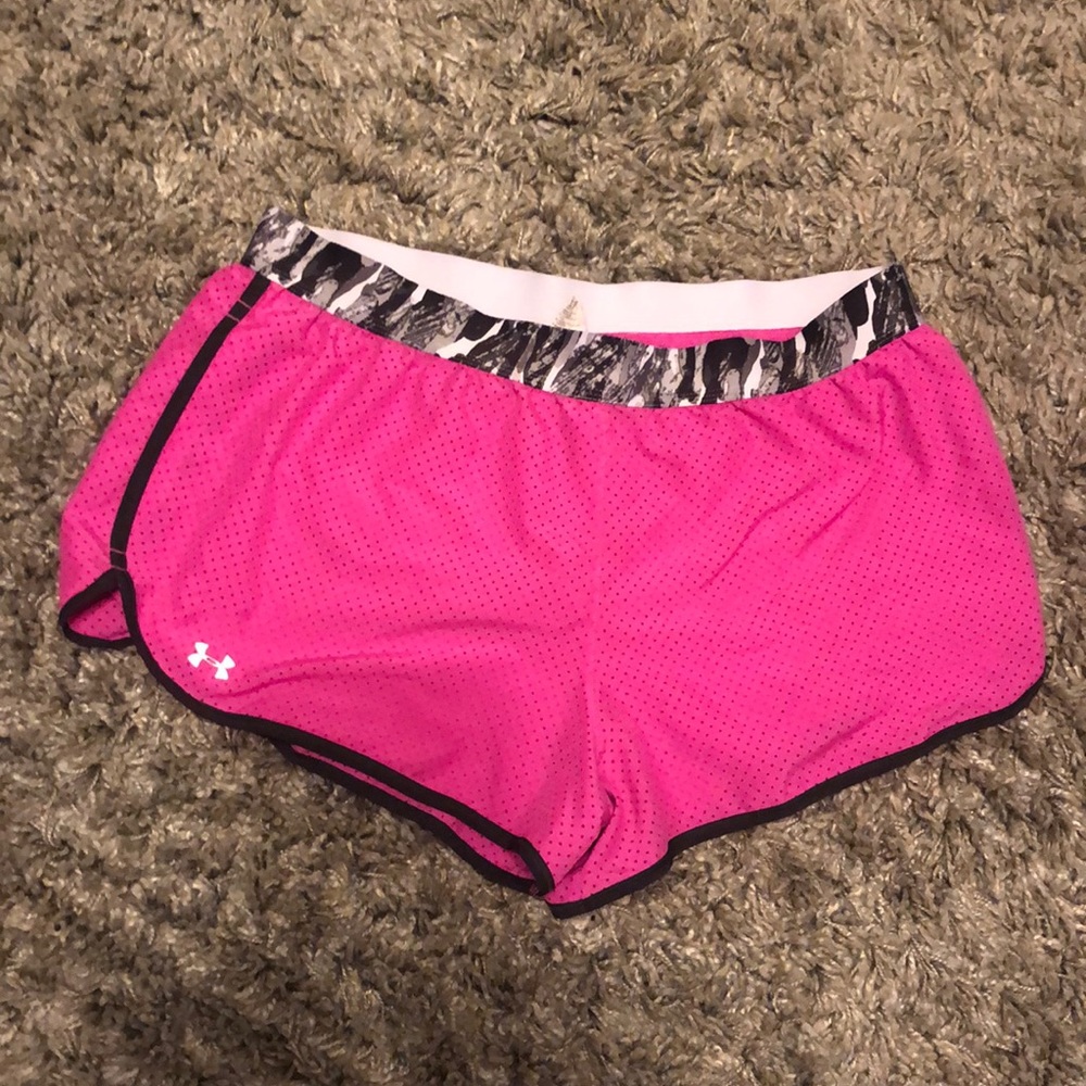 Under Armor Pink Mesh Running Shorts